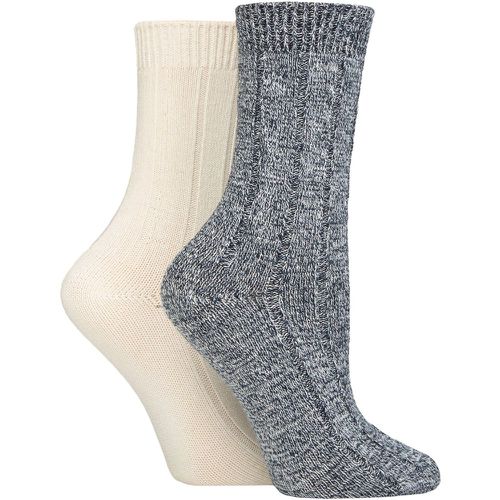 Women's 2 Pair Cosy Bamboo Socks Cream / Navy One Size - Charnos - Modalova