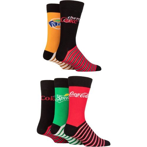 Mens and Women's 5 Pair Coca-Cola, Diet Coke, Fanta, Sprite and Cherry Coke Socks 12-14 Mens - Coca Cola - Modalova