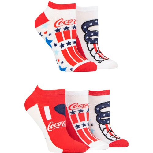 Ladies 5 Pair Stars and Stripe Shoe Liner Socks Multi 4-8 - Coca Cola - Modalova
