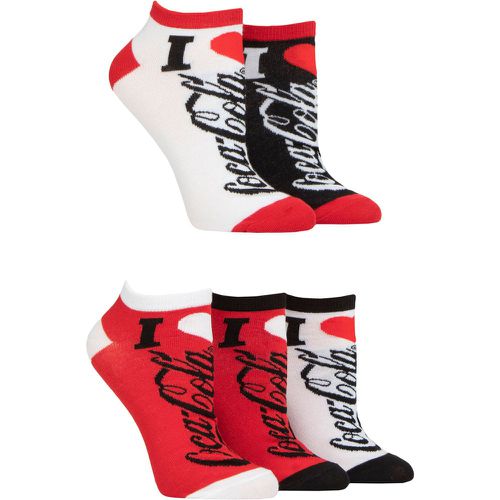 Ladies 5 Pair Coca Cola Love Shoe Liner Socks Red / White / Black 4-8 - SockShop - Modalova