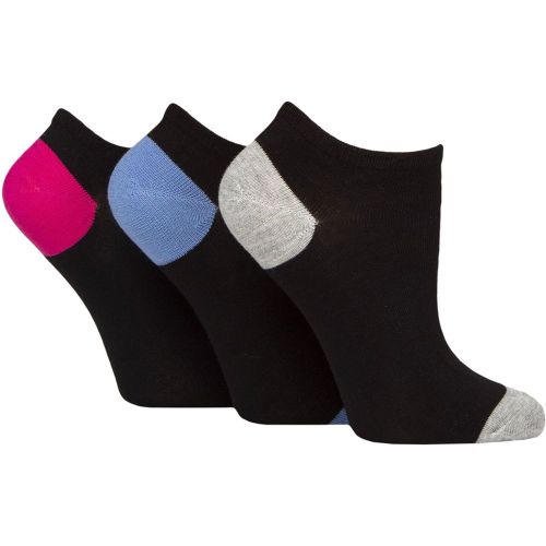 Women's 3 Pair Plain and Patterned Bamboo Secret Socks / Grey / Blue / Pink 4-8 - Glenmuir - Modalova