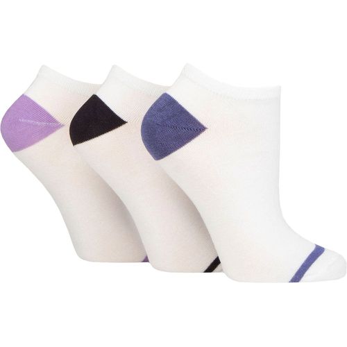 Women's 3 Pair Plain and Patterned Bamboo Secret Socks Stripe Toe Blue / Black / Purple 4-8 Ladies - Glenmuir - Modalova