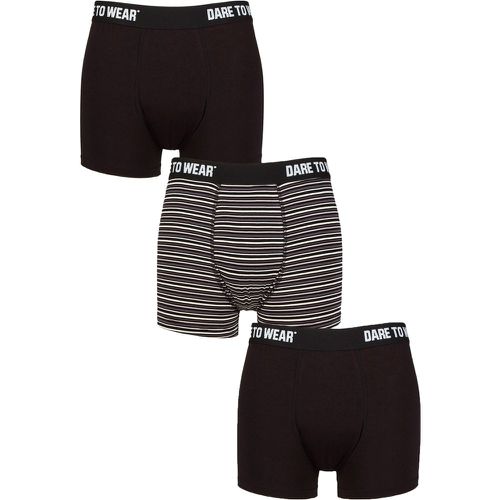 Mens 3 Pack Dare to Wear Plain and Striped Bamboo Trunks Stripe Black / Charcoal M - SockShop - Modalova