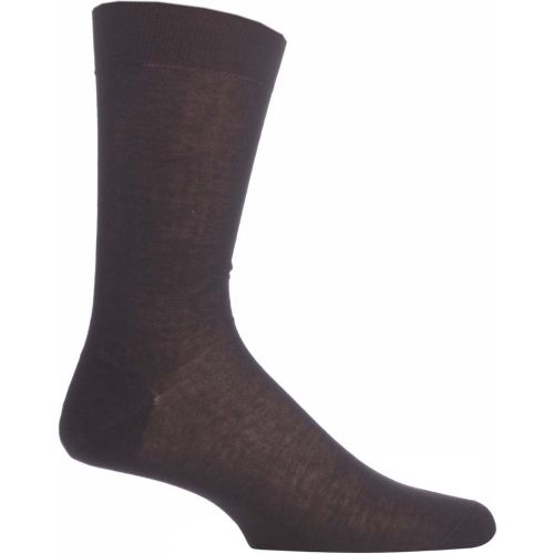 Pair Chocolate Plain 100% Cotton Lisle Socks Men's 6.5-7.5 Mens - Pantherella - Modalova