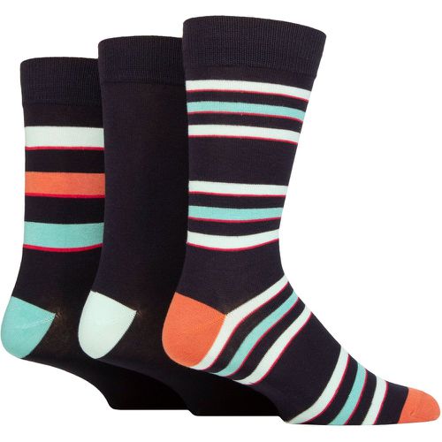 Mens 3 Pair Glenmuir Patterned Bamboo Socks Stripes Navy 7-11 - SockShop - Modalova