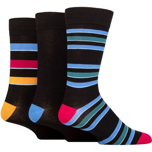Mens 3 Pair Patterned Bamboo Socks Stripes 7-11 - Glenmuir - Modalova