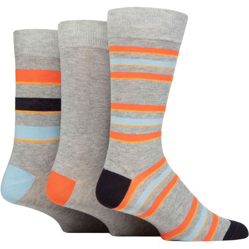 Mens 3 Pair Patterned Bamboo Socks Stripes Light 7-11 - Glenmuir - Modalova