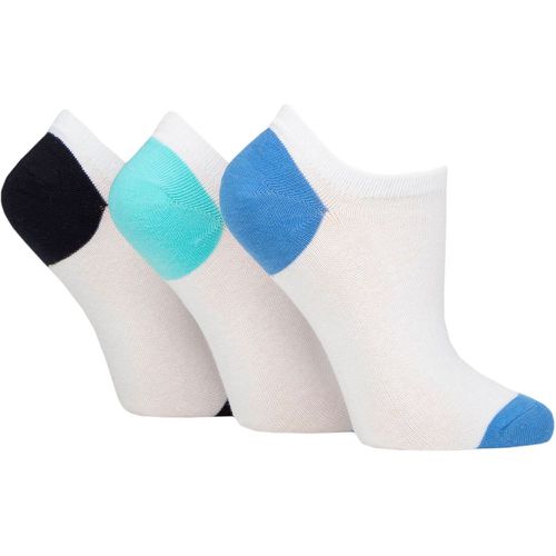Ladies 3 Pair Plain and Patterned Cotton Trainer Socks / Blue / Black Heel & Toe 4-8 Ladies - Pringle - Modalova