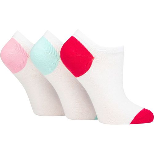 Women's 3 Pair Plain and Patterned Cotton Trainer Socks Dark Pink / Mint / Pink Heel & Toe 4-8 Ladies - Pringle - Modalova