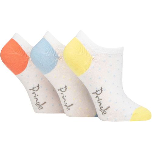 Ladies 3 Pair Plain and Patterned Cotton Trainer Socks Mini Dots White / Orange 4-8 - Pringle - Modalova