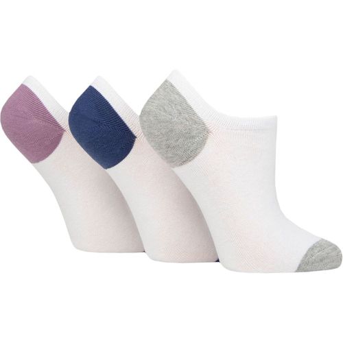 Ladies 3 Pair Plain and Patterned Cotton Trainer Socks Purple / Blue / Grey Heel & Toe 4-8 Ladies - Pringle - Modalova
