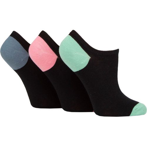 Ladies 3 Pair Plain and Patterned Cotton Trainer Socks Mint / Pink / Denim Heel & Toe 4-8 Ladies - Pringle - Modalova