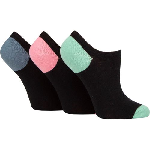 Women's 3 Pair Plain and Patterned Cotton Trainer Socks Mint / Pink / Denim Heel & Toe 4-8 Ladies - Pringle - Modalova