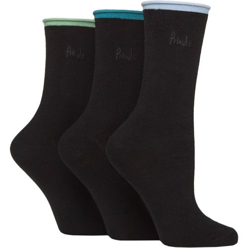 Women's 3 Pair Pringle Rebecca Contrast Roll Top Socks Blue / Teal / Green 4-8 Women's - SockShop - Modalova