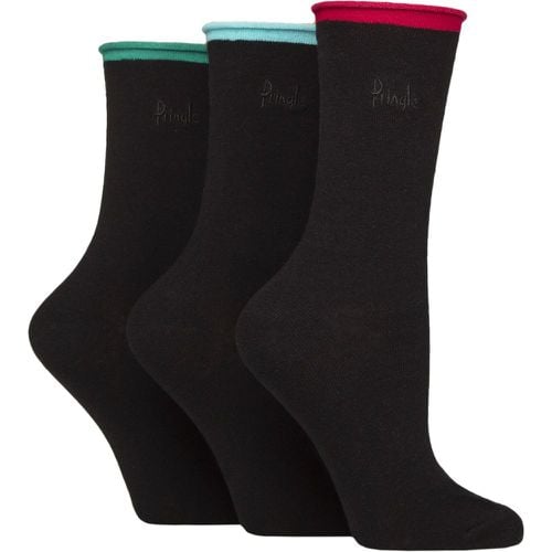 Women's 3 Pair Pringle Rebecca Contrast Roll Top Socks Ruby / Aqua / Green 4-8 Women's - SockShop - Modalova