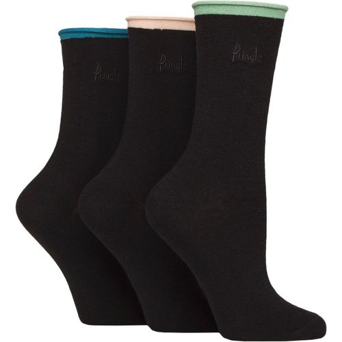 Women's 3 Pair Pringle Rebecca Contrast Roll Top Socks Sage / Peach / Teal 4-8 Women's - SockShop - Modalova