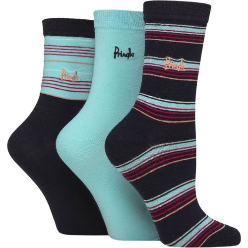 Women's 3 Pair Pringle Patterned Cotton Socks Navy Multi Stripe 4-8 Women's - SockShop - Modalova