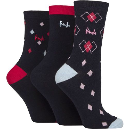 Women's 3 Pair Pringle Patterned Cotton Socks Navy Argyle 4-8 Women's - SockShop - Modalova