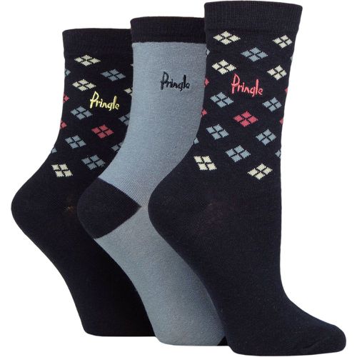 Women's 3 Pair Patterned Cotton and Recycled Polyester Socks Scatter Diamond Navy 4-8 Ladies - Pringle - Modalova