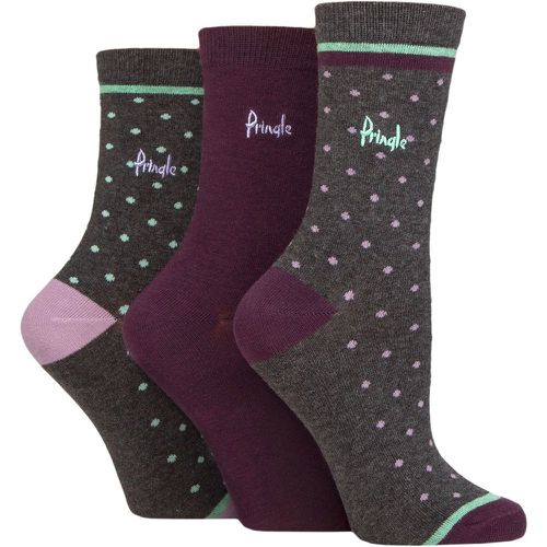 Ladies 3 Pair Patterned Cotton and Recycled Polyester Socks Small Polka Dot Charcoal 4-8 Ladies - Pringle - Modalova