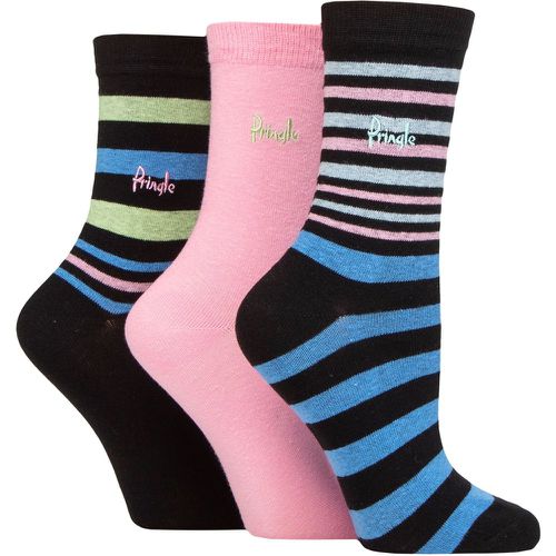 Ladies 3 Pair Patterned Cotton and Recycled Polyester Socks Stripes 4-8 - Pringle - Modalova