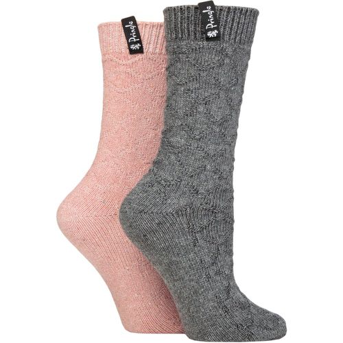 Ladies 2 Pair Recycled Wool Boot Socks Diamond Charcoal / Pink 4-8 Ladies - Pringle - Modalova
