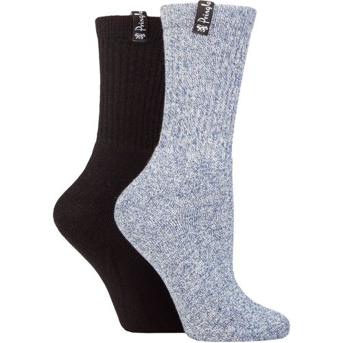 Ladies 2 Pair Cushioned Cotton Boot Socks Denim / Black UK 4-8 - Pringle - Modalova