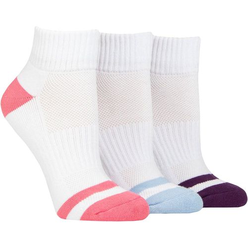 Women's 3 Pair Quarter Length Cotton Sports Socks with Pink / Blue / Plum 4-8 - Pringle - Modalova