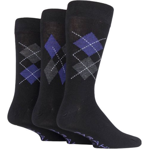 Pair Black / Purple Luxury Bamboo Argyle Socks Men's 6-11 Mens - Farah - Modalova