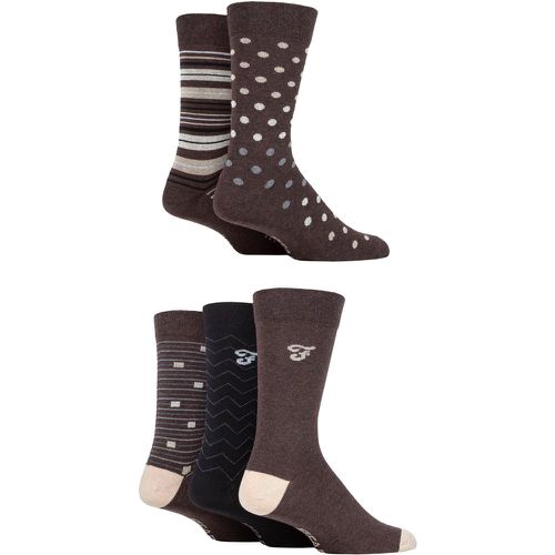 Mens 5 Pair Patterned Striped and Argyle Cotton Socks Pattern 6-11 Mens - Farah - Modalova