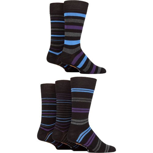 Mens 5 Pair Argyle, Patterned and Striped Bamboo Socks / Purple / Blue Stripe 6-11 Mens - Farah - Modalova
