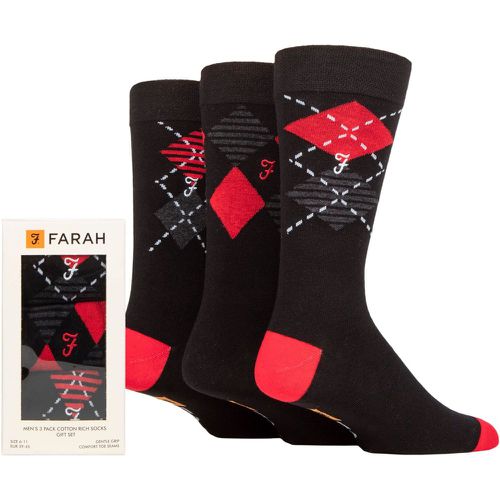 Mens 3 Pair Gift Boxed Argyle Cotton Socks / Red 6-11 Mens - Farah - Modalova