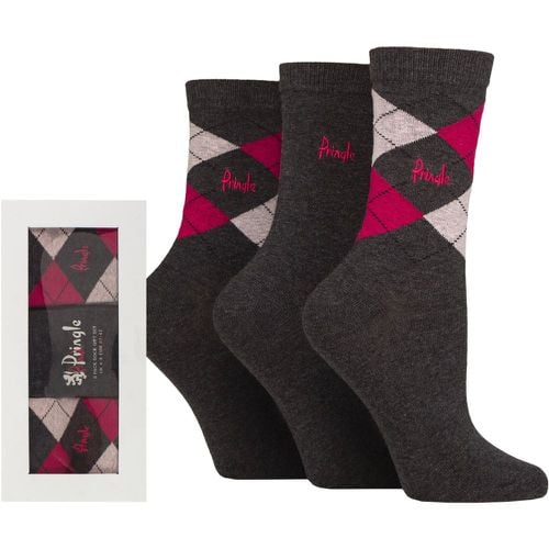 Women's 3 Pair Gift Boxed Louise Plain and Argyle Cotton Socks 4-8 Ladies - Pringle - Modalova