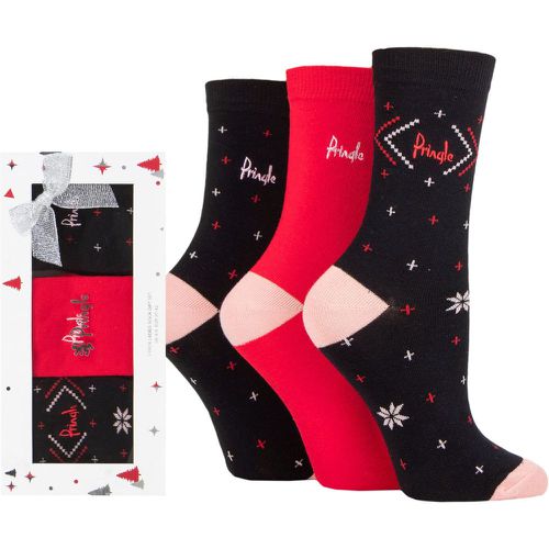 Ladies 3 Pair Christmas Gift Boxed Patterned Socks Black 4-8 - Pringle - Modalova