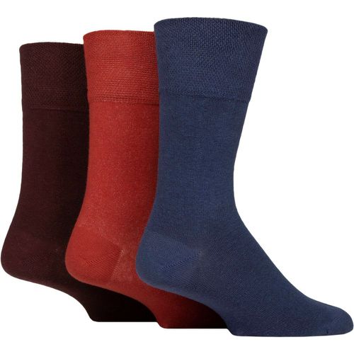 Mens 3 Pair Footnurse Gentle Grip Diabetic Socks Burnt Orange / Sapphire Blue / Dark Burgundy 6-11 - Iomi - Modalova