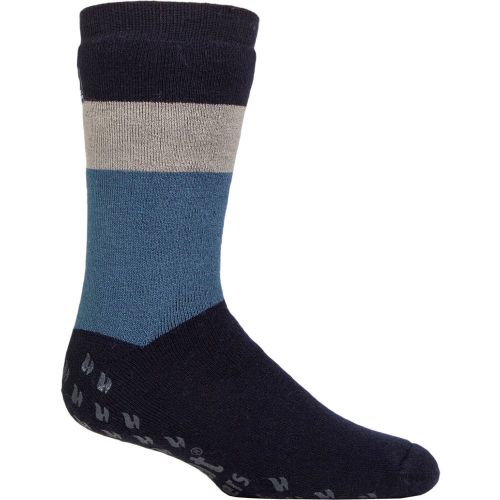 Mens 1 Pair SOCKSHOP Heat Holders FootNurse Raynaud's 3.1 TOG Striped Thermal Slipper Socks Block Stripe Navy 6-11 - Iomi - Modalova