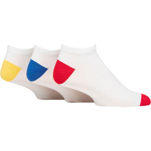 Mens 3 Pair SOCKSHOP Wildfeet Bamboo Trainer Socks Red / Blue / Yellow Heel & Toe 7-11 Mens - Wild Feet - Modalova