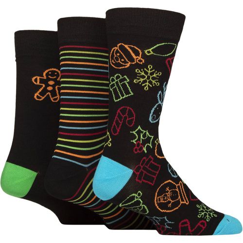 Mens 3 Pair Wildfeet Bamboo Christmas Patterned Socks with Gift Tag Christmas Icons 7-11 Mens - SockShop - Modalova