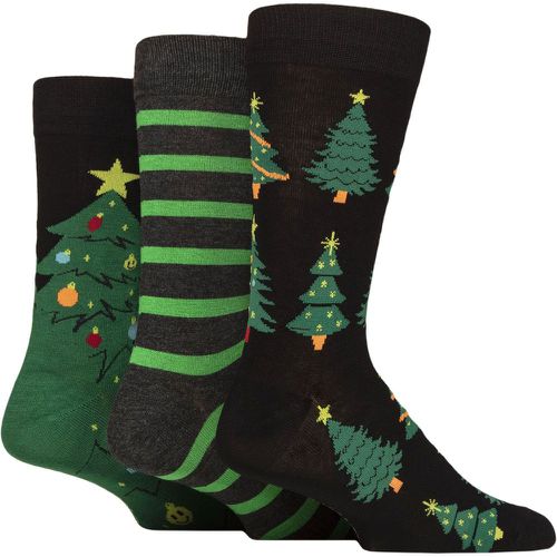 Mens 3 Pair Wildfeet Bamboo Christmas Patterned Socks with Gift Tag Christmas Trees 7-11 Mens - SockShop - Modalova