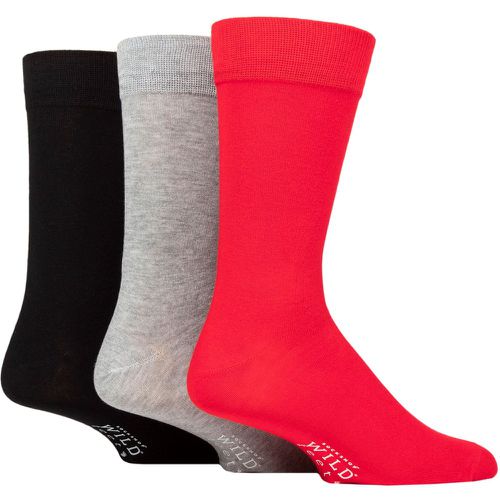Mens 3 Pair Wildfeet Plain Bamboo Socks Grey / Red / Black 7-11 Mens - Wild Feet - Modalova