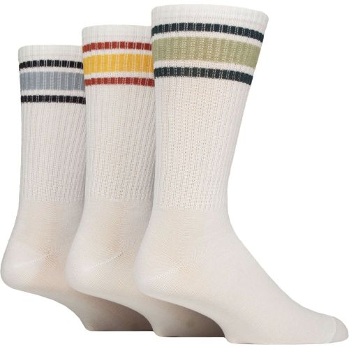 Mens 3 Pair SOCKSHOP Bamboo Sports Socks Green / Yellow / Blue Stripes 7-11 Mens - Wildfeet - Modalova
