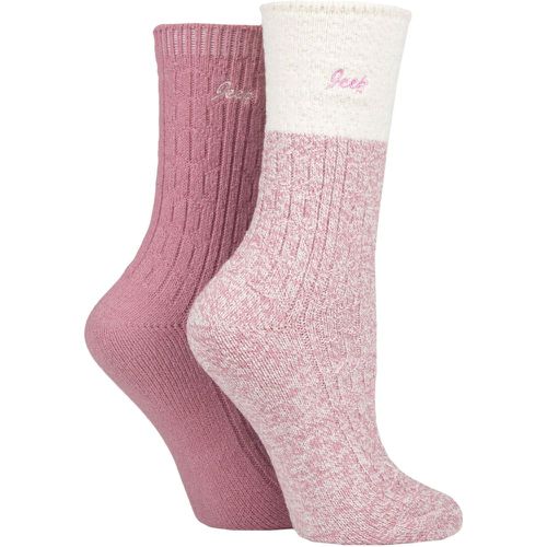 Women's 2 Pair Super Soft Cable Knit Boot Socks Rose / Cream 4-8 Ladies - Jeep - Modalova