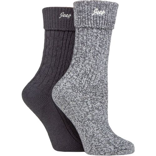 Women's 2 Pair Super Soft Turn Over Top Polyester Boot Socks Charcoal / Slate 4-8 Ladies - Jeep - Modalova