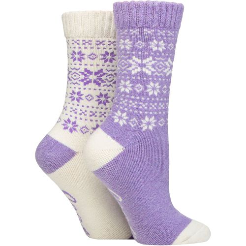 Ladies 2 Pair Wool Blend Thermal Performance Boot Socks Lilac / Cream 4-8 - Jeep - Modalova