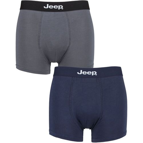 Mens 2 Pack Plain Fitted Bamboo Trunks Navy / Grey Extra Large - Jeep - Modalova