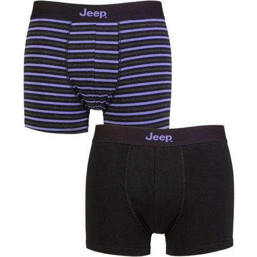 Mens 2 Pack Cotton Fitted Striped Trunks Black / Purple Extra Large - Jeep - Modalova