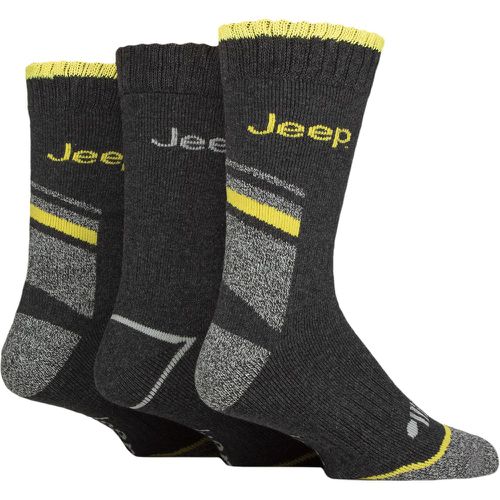 Mens 3 Pair Workwear Boot Socks Charcoal / Yellow 6-11 - Jeep - Modalova