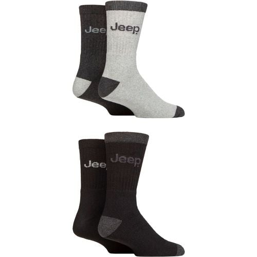 Mens 4 Pair Jeep Plain Regenerated Cotton Boot Socks Charcoal / Black 6-11 - SockShop - Modalova