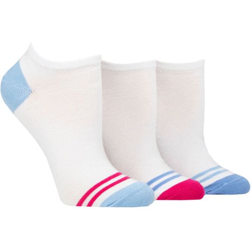 Women's 3 Pair Wildfeet Plain, Patterned and Contrast Heel Bamboo Trainer Socks Heel and Toe Stripes 4-8 Ladies - Wild Feet - Modalova