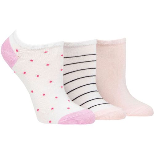 Women's 3 Pair Wildfeet Plain, Patterned and Contrast Heel Bamboo Trainer Socks Spots / Stripes / Plain 4-8 Ladies - Wild Feet - Modalova